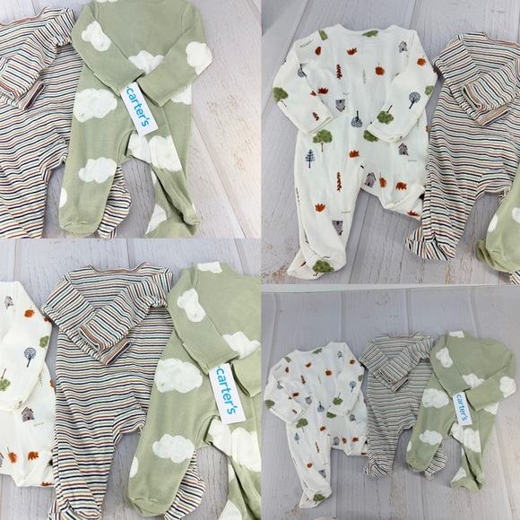 Carter’s Newborn Sleeper Lot 3 | Zip Footed Pajamas 100% Cotton - Picture 12 of 13